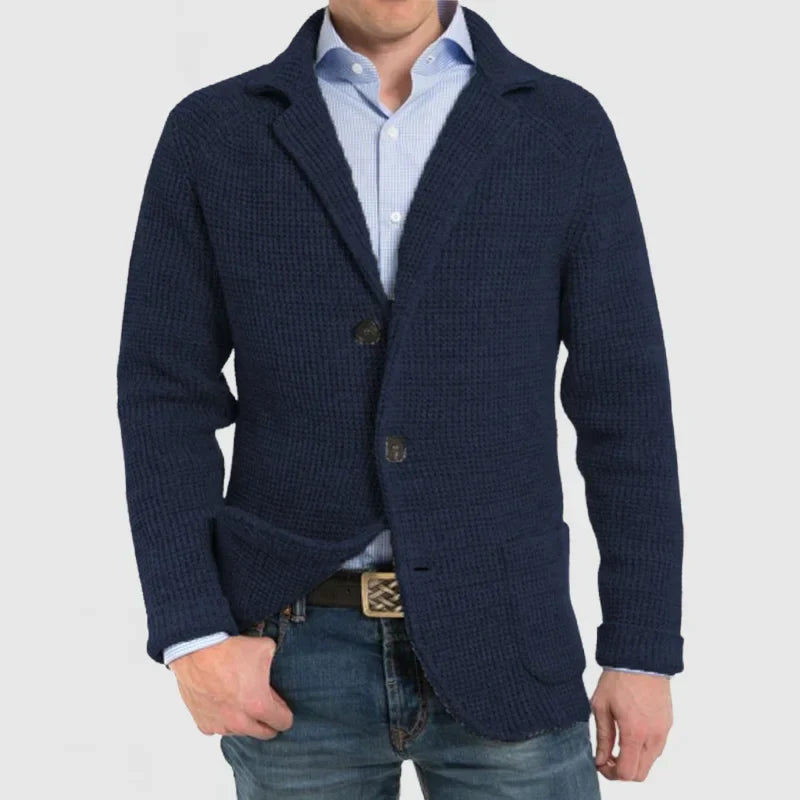 Carl - Gebreid Vest met Zakken en Reverse Kraag voor Heren