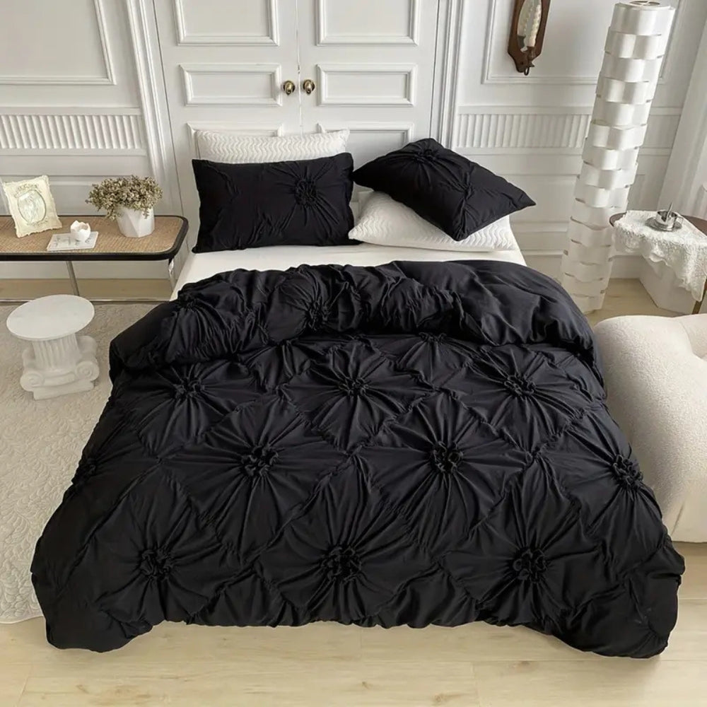 Dekbedovertrekset met ruches en bloemen – Elegantie in beddengoed