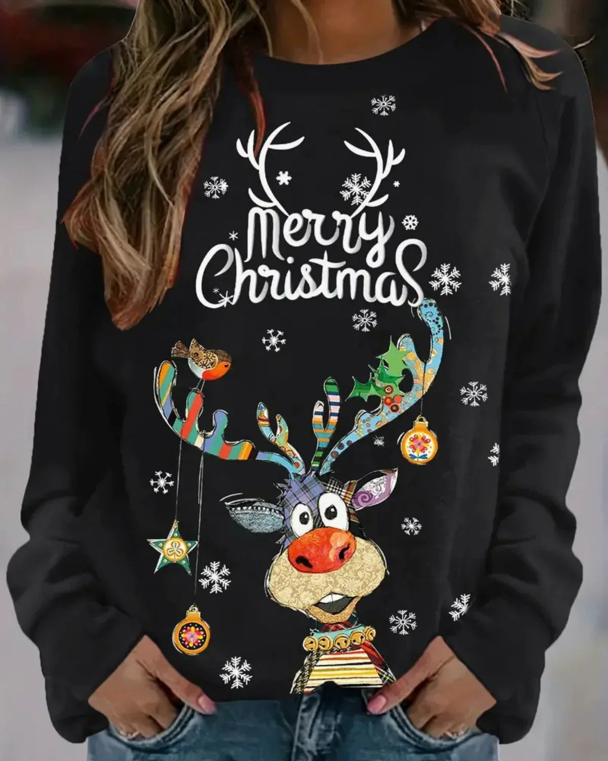 Kersttrui voor Dames. Trui. Sweater. Kerst. Comfortabel. Warm. Victoria Mae. Zwart
