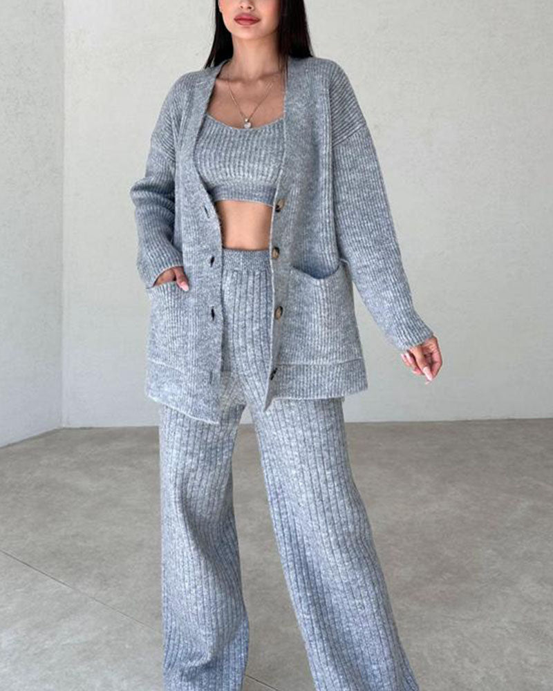 Jolie - Elegante Driedelige Gebreide en Comfortabele Set voor Dames