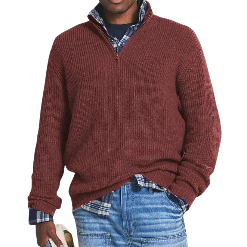 Philippe - Casual Warme Trui Met Ritskraag voor Heren