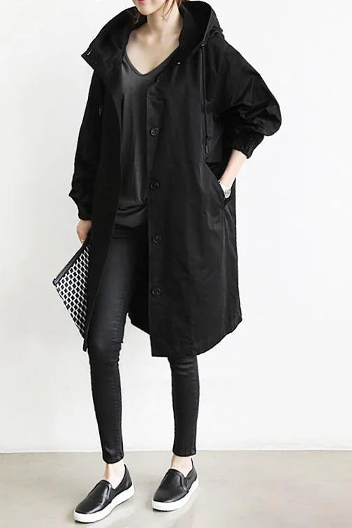 Trenchcoat met capuchon en riem - Stijlvolle, waterbestendige bovenkleding