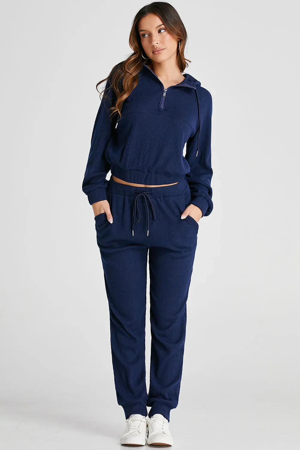 Lales - Comfortabele Jogging Set met Half Zip Hoodie en Broek voor Dames