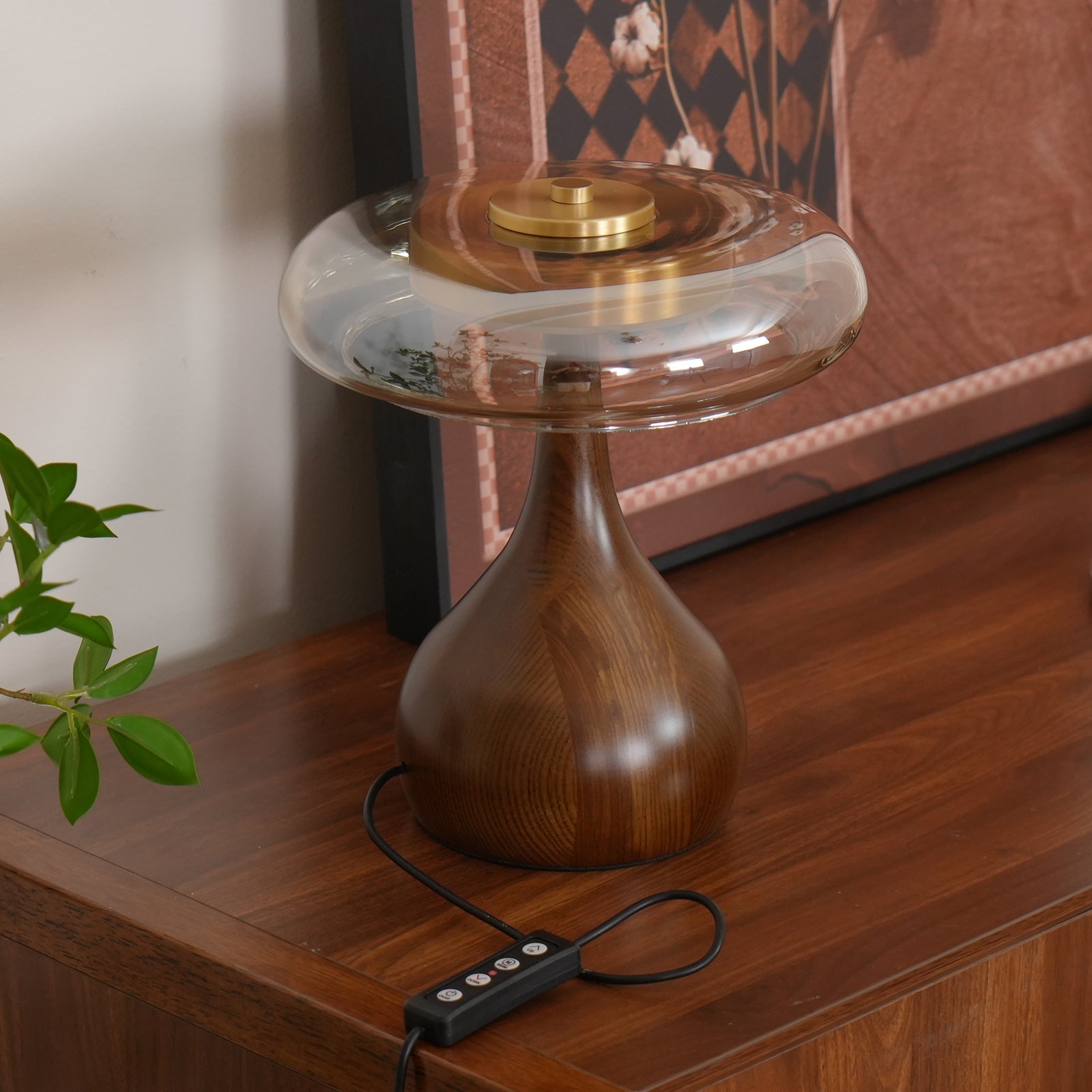 Andi | Messing en hout tafellamp met LED 6