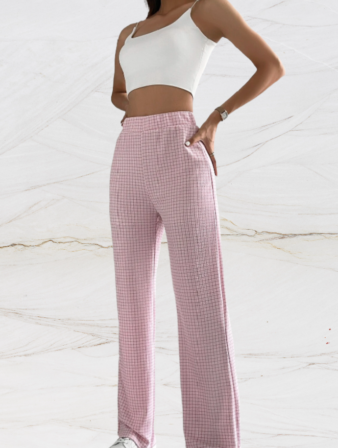 Martina - High Waist Geruite Pantalon voor Dames