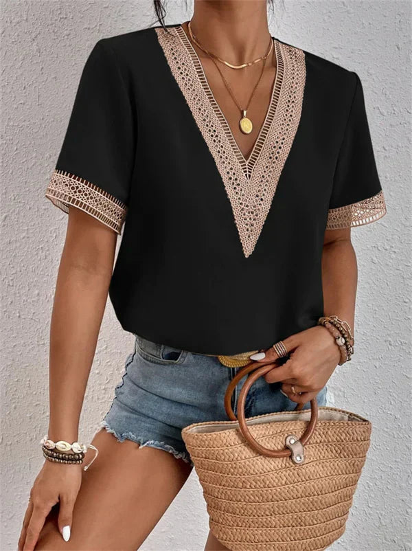 Lavinia - elegante V-hals Kant Top