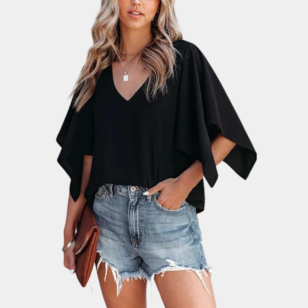 Monica - Dames Blouse met Elegante en Stijlvolle Korte Mouwen
