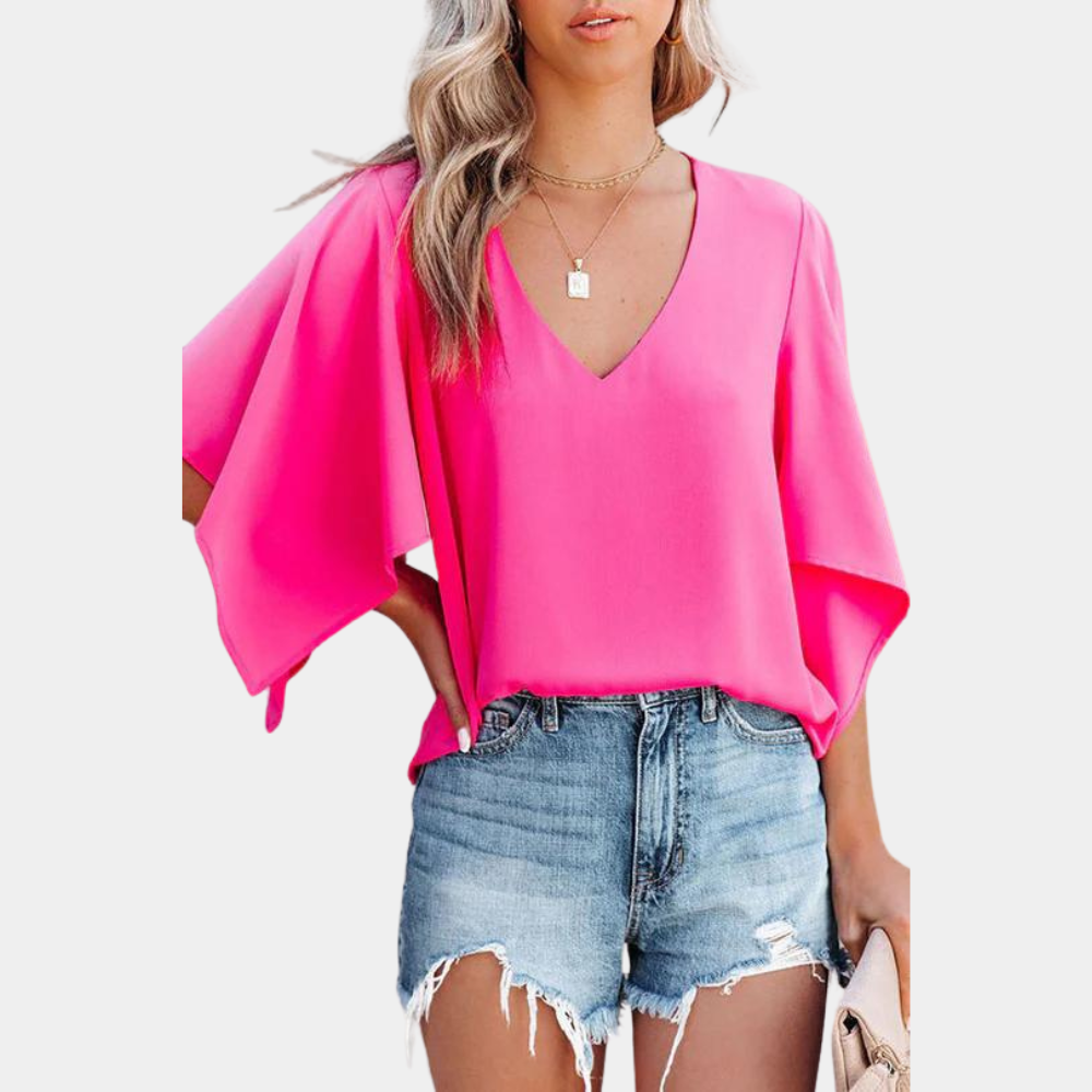 Monica - Dames Blouse met Elegante en Stijlvolle Korte Mouwen