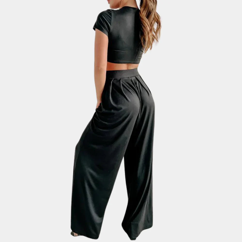 Isabeau - Comfortabele Tweedelige Set met Korte Mouwen Top en Broek voor Dames