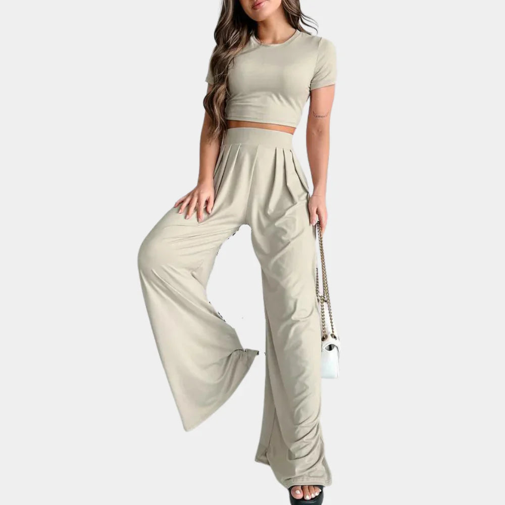 Isabeau - Comfortabele Tweedelige Set met Korte Mouwen Top en Broek voor Dames