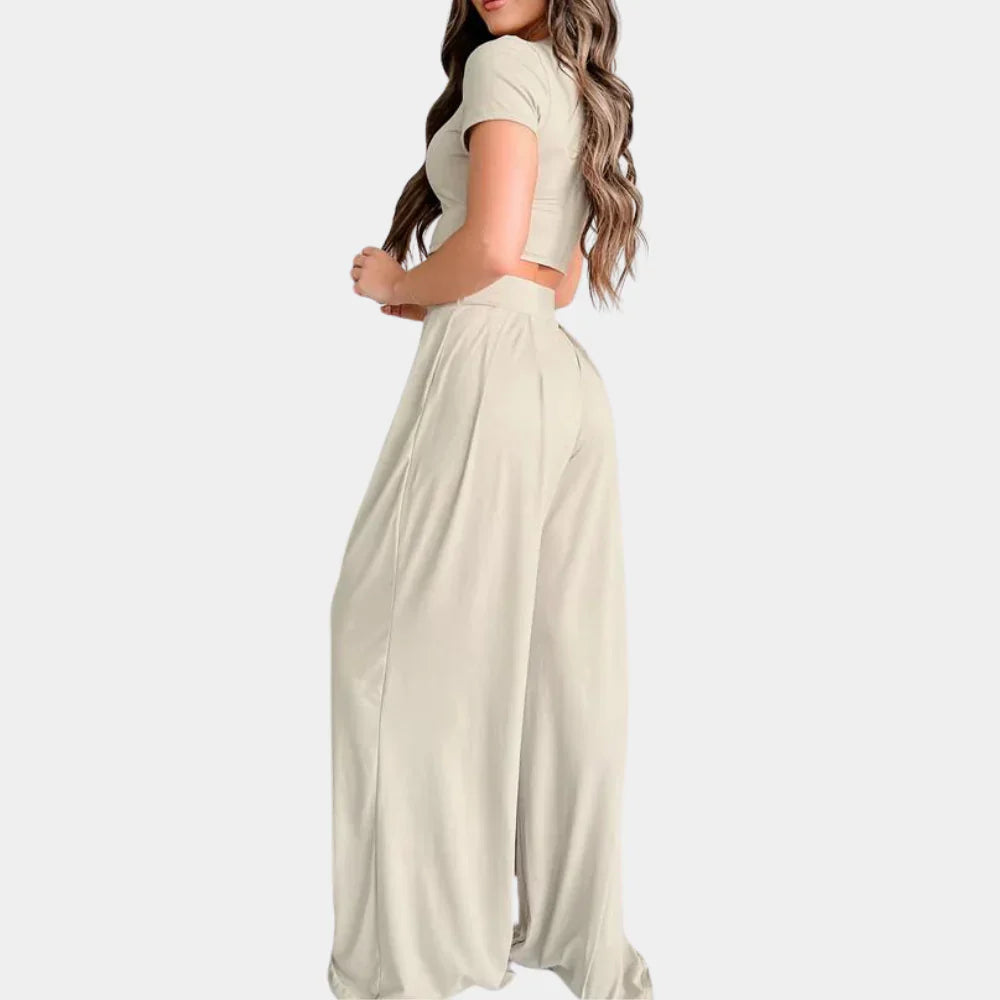 Isabeau - Comfortabele Tweedelige Set met Korte Mouwen Top en Broek voor Dames