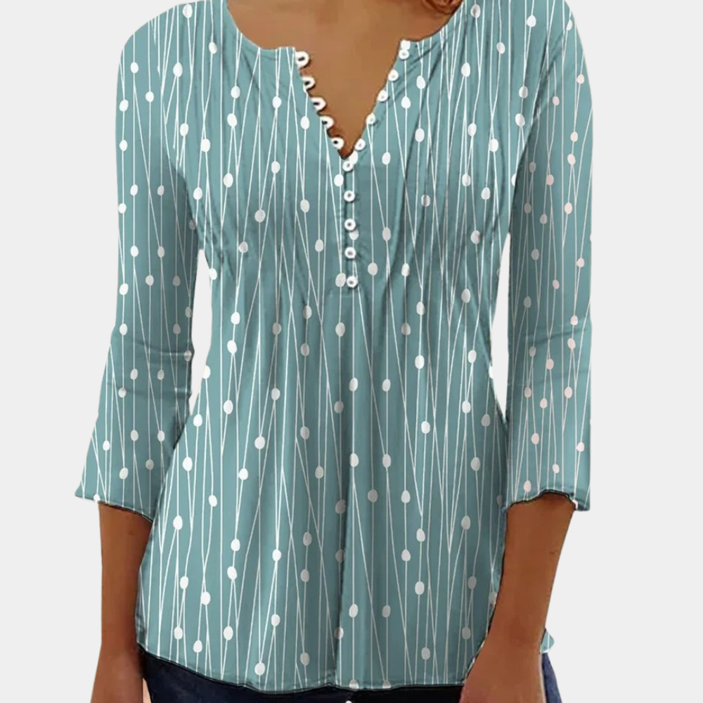 Elisa - Comfortabele en Stijlvolle Blouse met Stippen en V-Hals voor Dames