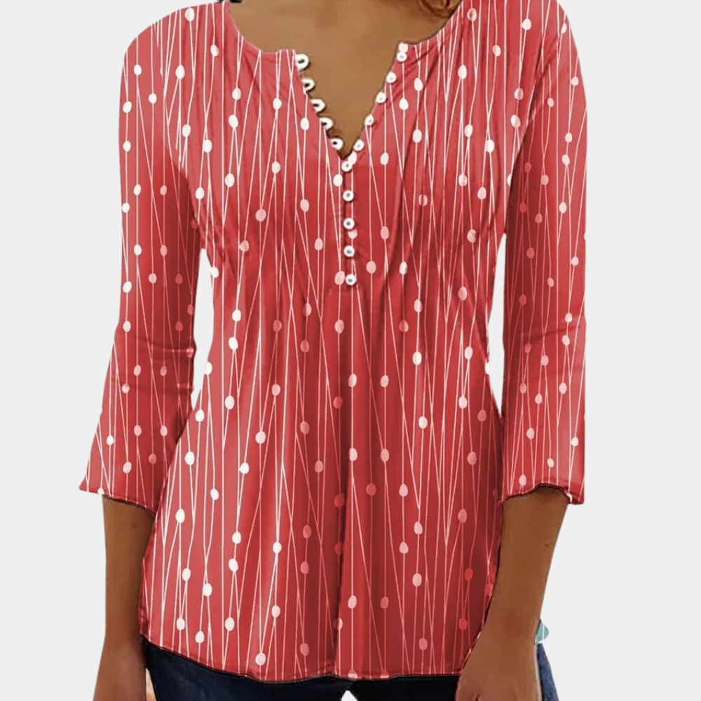 Elisa - Comfortabele en Stijlvolle Blouse met Stippen en V-Hals voor Dames
