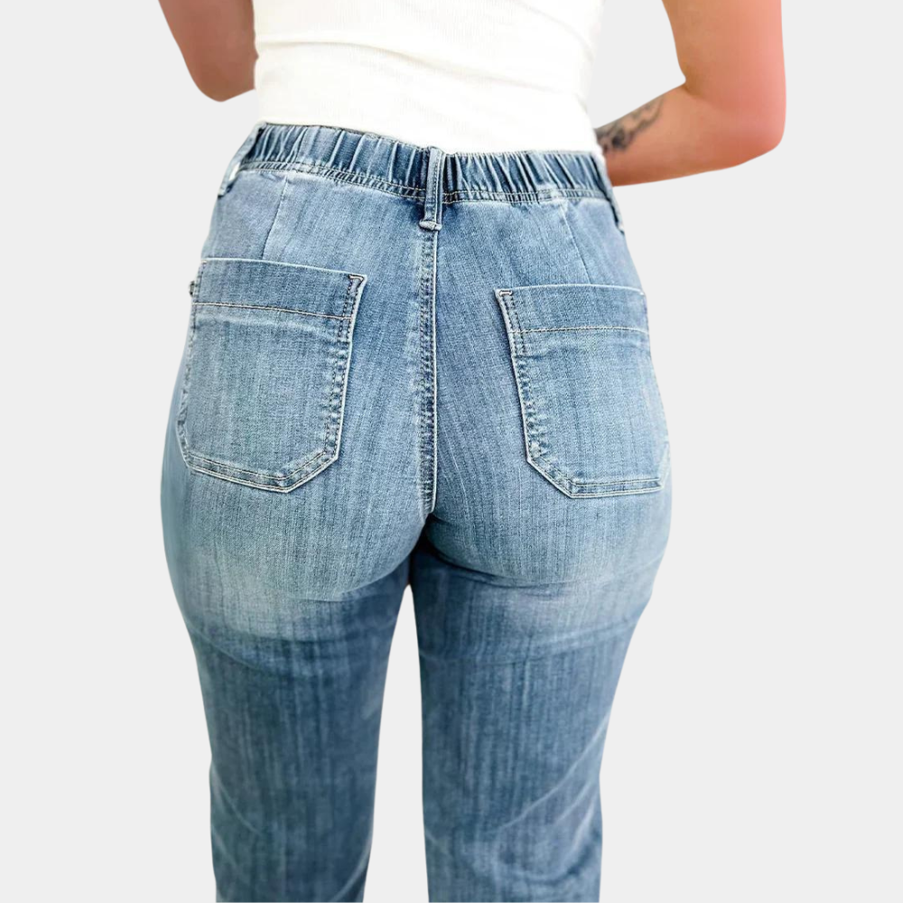 Celine - Stretch Broek met Hoge Taille en Koord