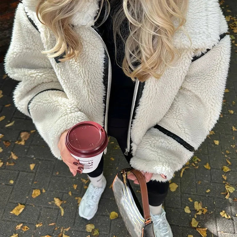 Leila - Stijlvolle Oversized Teddy Wollen Jas voor Dames