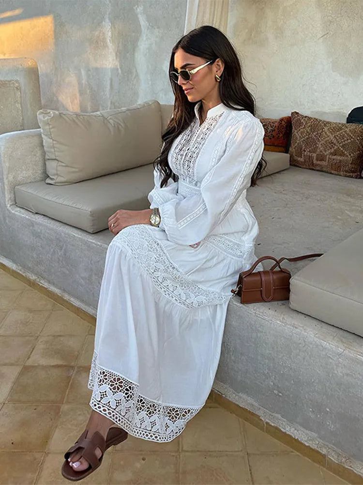 Khloe - Boho Stijlvolle Maxi Jurk met Lange Mouwen voor Dames
