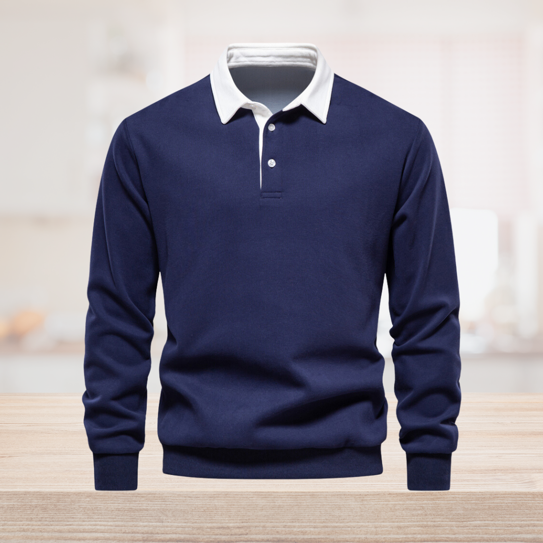 Elegant | Lange arm poloshirt met klassieke kraag 0