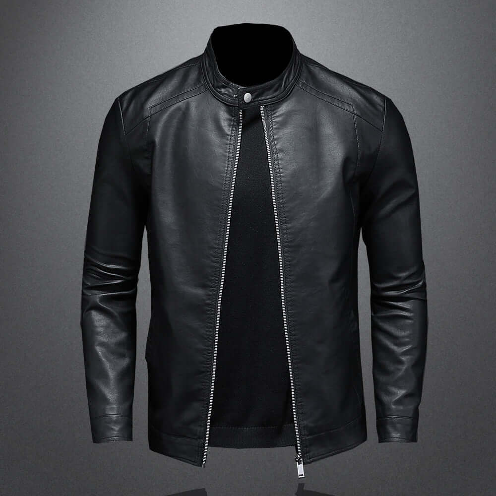 Strakke leren jas voor heren - tijdloze bovenkleding in bikerstijl