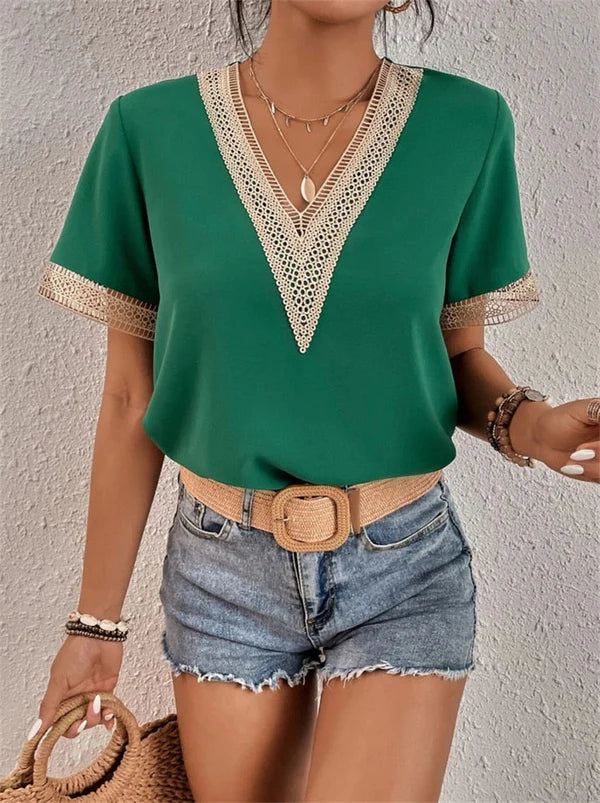 Lavinia - elegante V-hals Kant Top