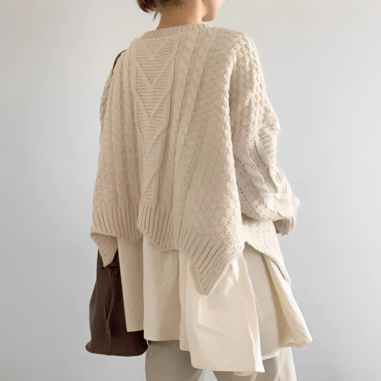 Lily Mae - Oversized Gebreide Trui met Ronde Hals voor Dames