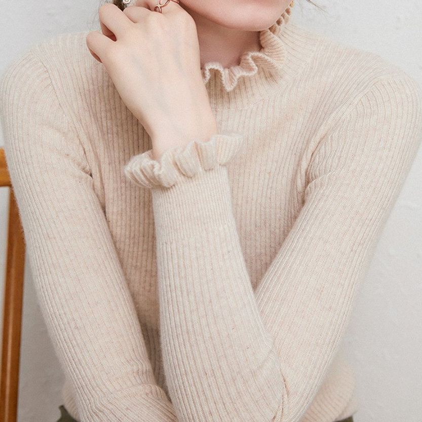 Penelope - Comfortabele Coltrui met Lange Mouwen en Ruffles voor Dames