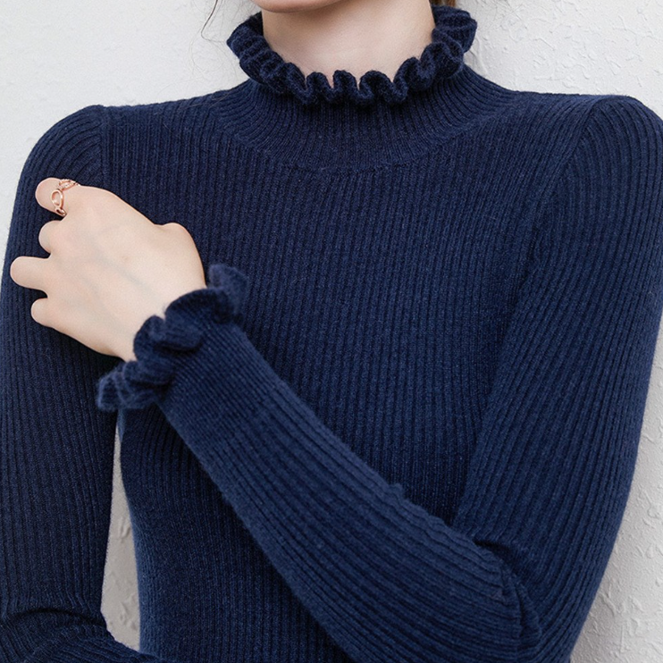 Penelope - Comfortabele Coltrui met Lange Mouwen en Ruffles voor Dames