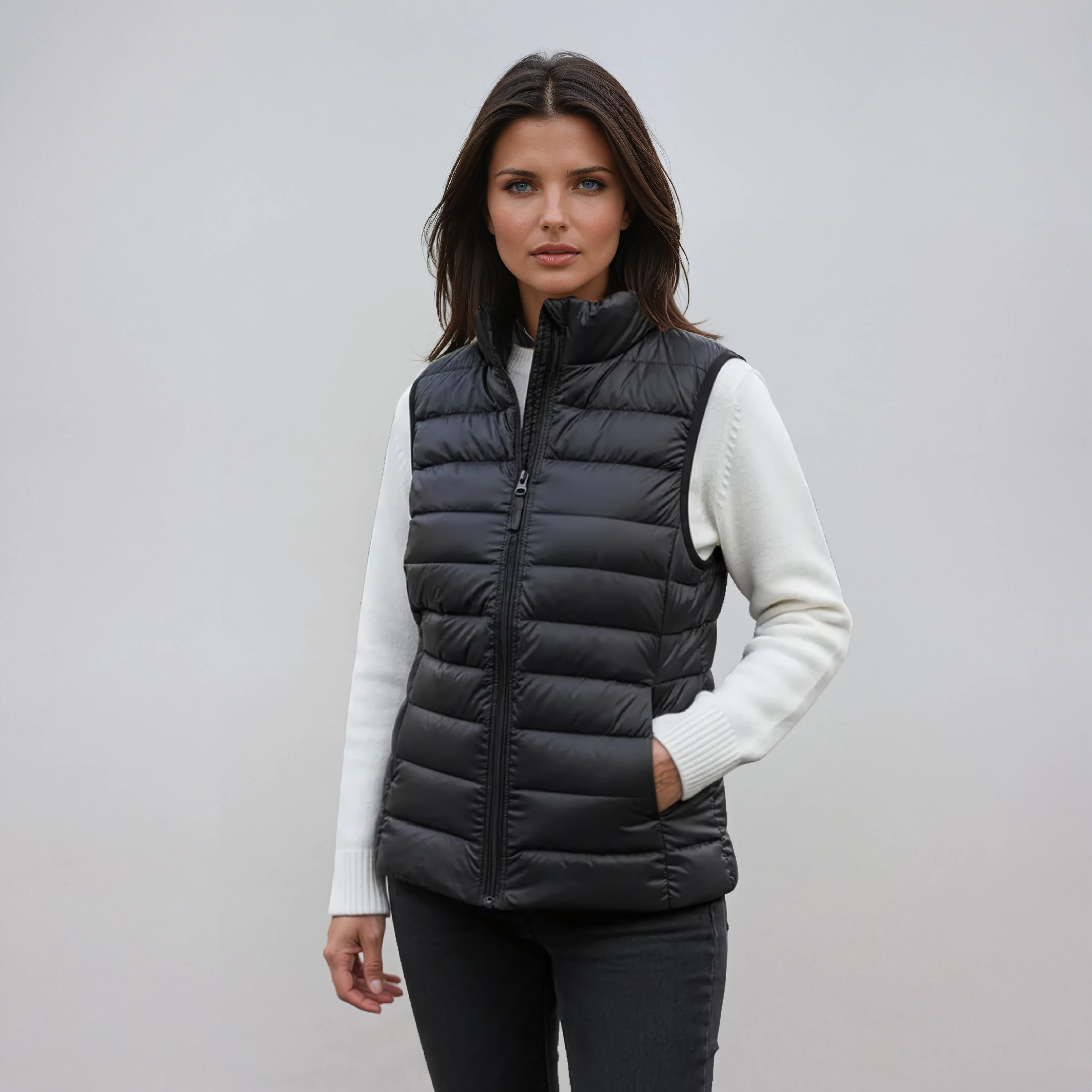 Bodywarmer_Dames_Gewatteerd_Hoge_Kraag_Warm_Rits_Victoria_Mae_Nederland_Belgie