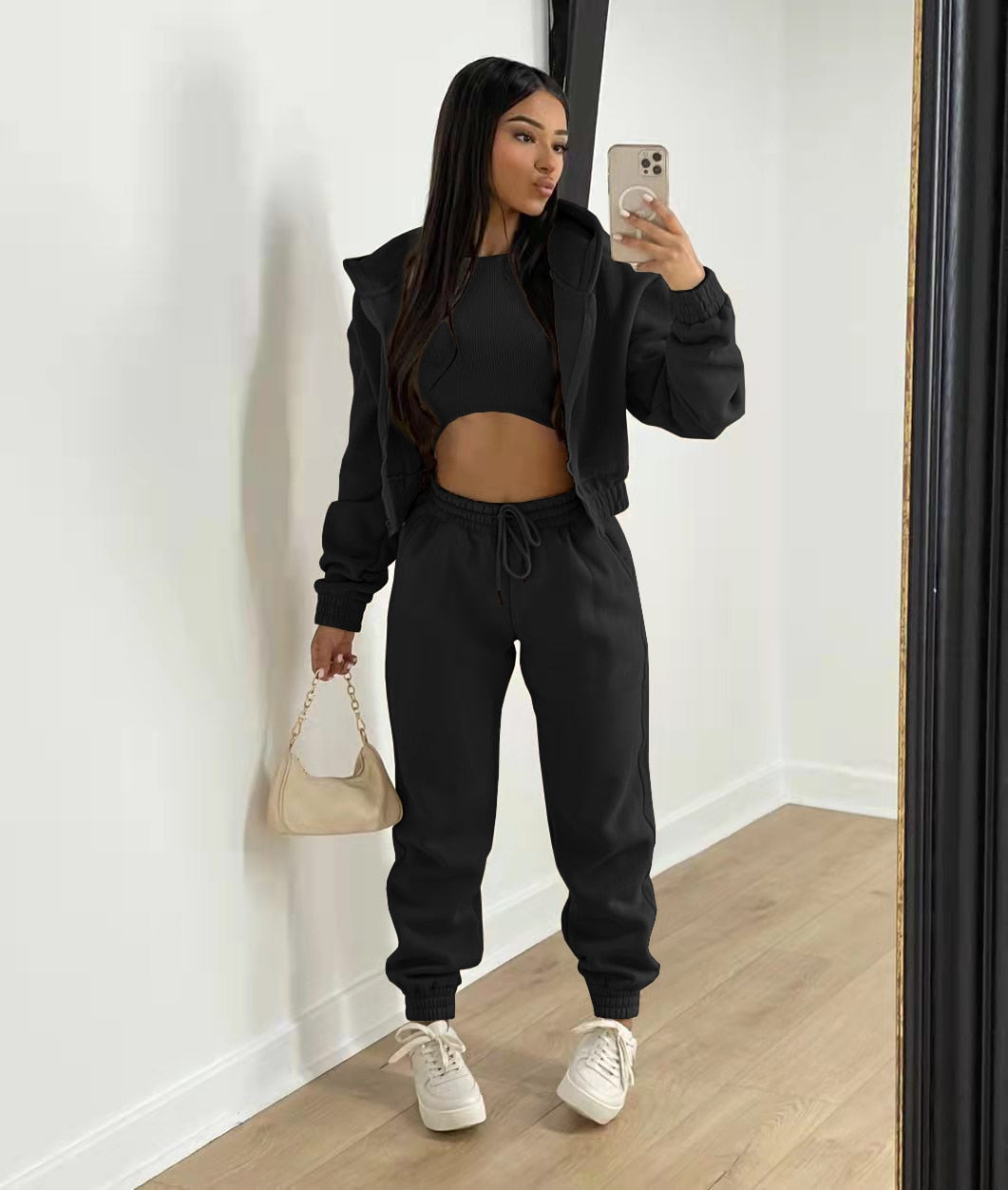 Kelby | Comfy 3-delige set met crop top 0
