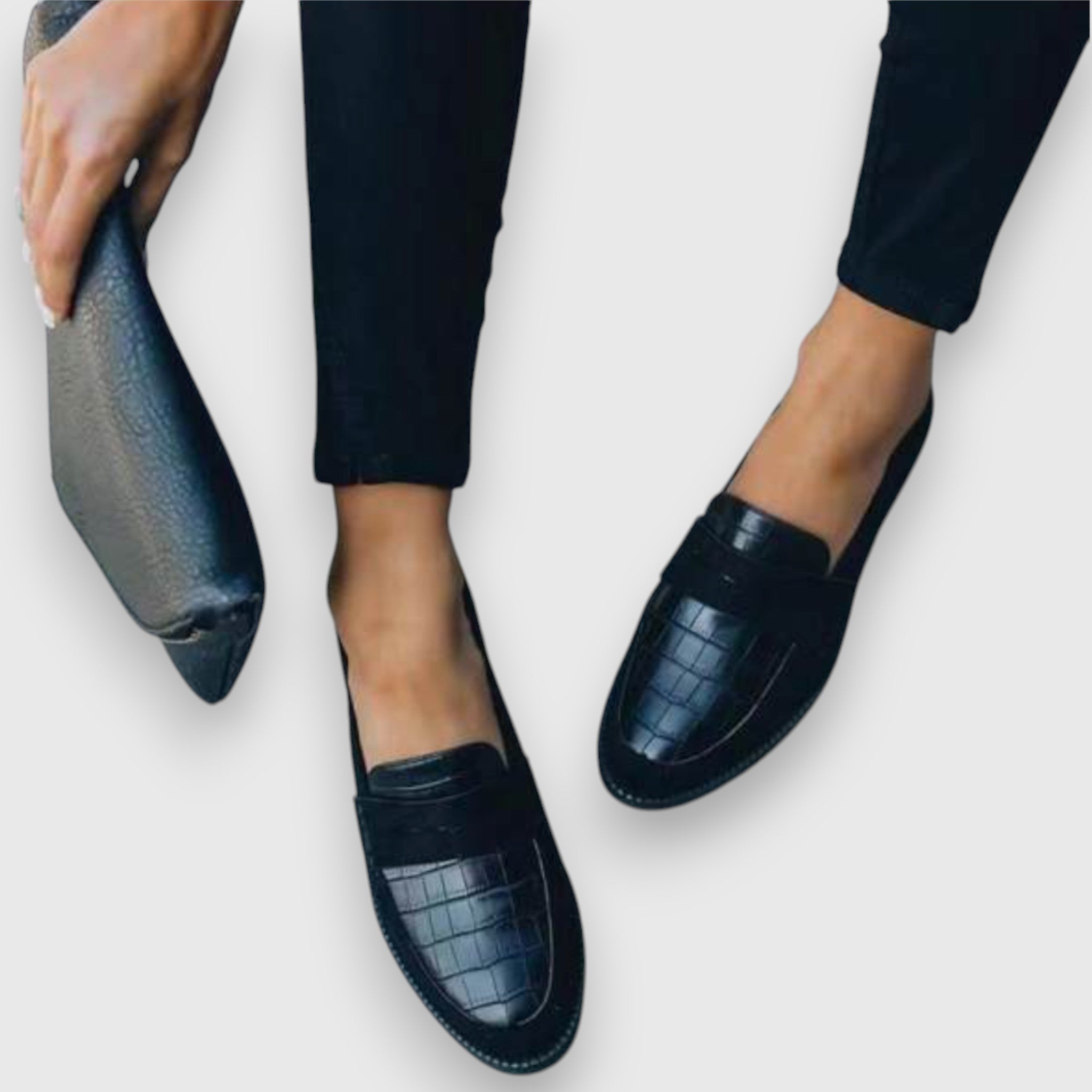 Stijlvolle leren schoenen, chique design instappers voor dames