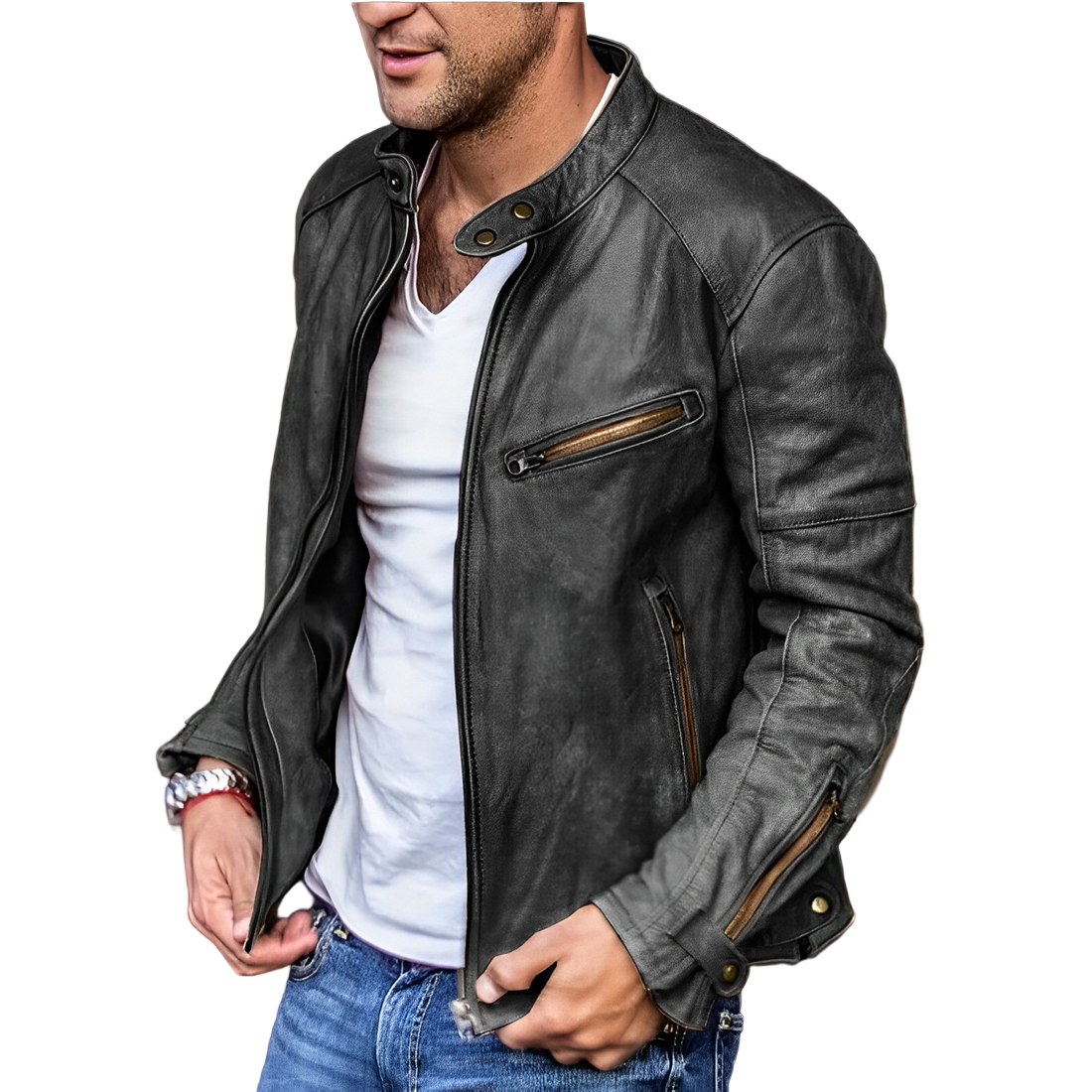 Luxe waterafstotende lange leren jas voor heren – Klassieke bovenkleding