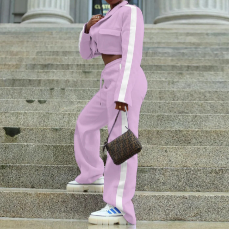 Milena | Lichte tweedelige set met cropped top en hoge taille broek 1