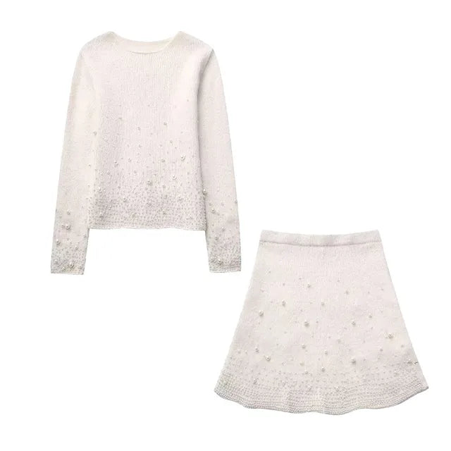 Stella - Luxe set met kralen trui en rok