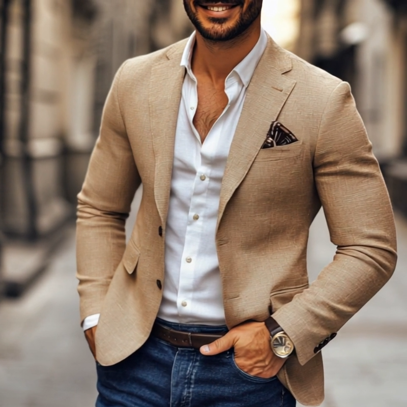 Mode | Slanke pasvorm blazer met inkeping revers en twee knopen 6