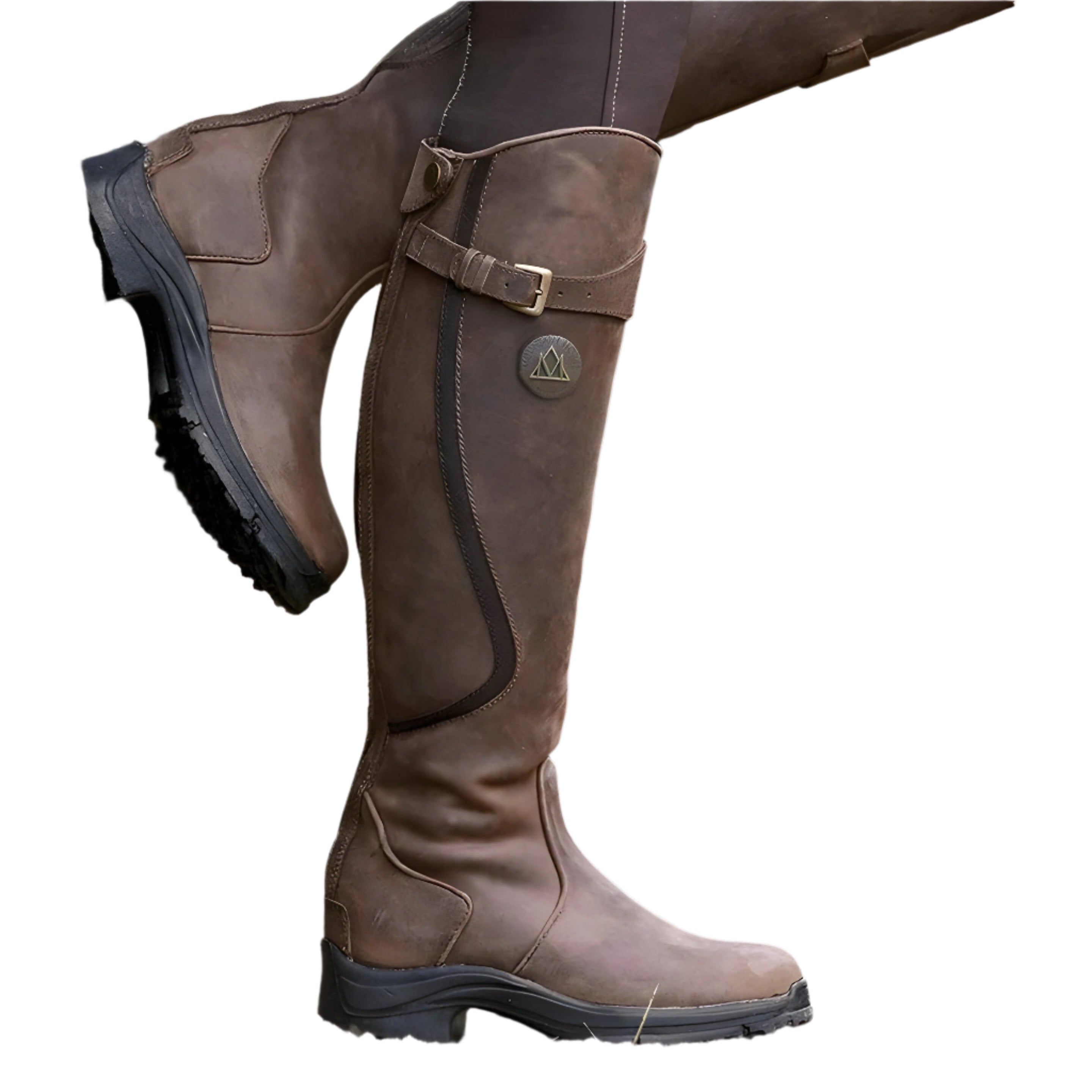 Comfortabele hoge leren laarzen met stijlvolle gespband voor dames