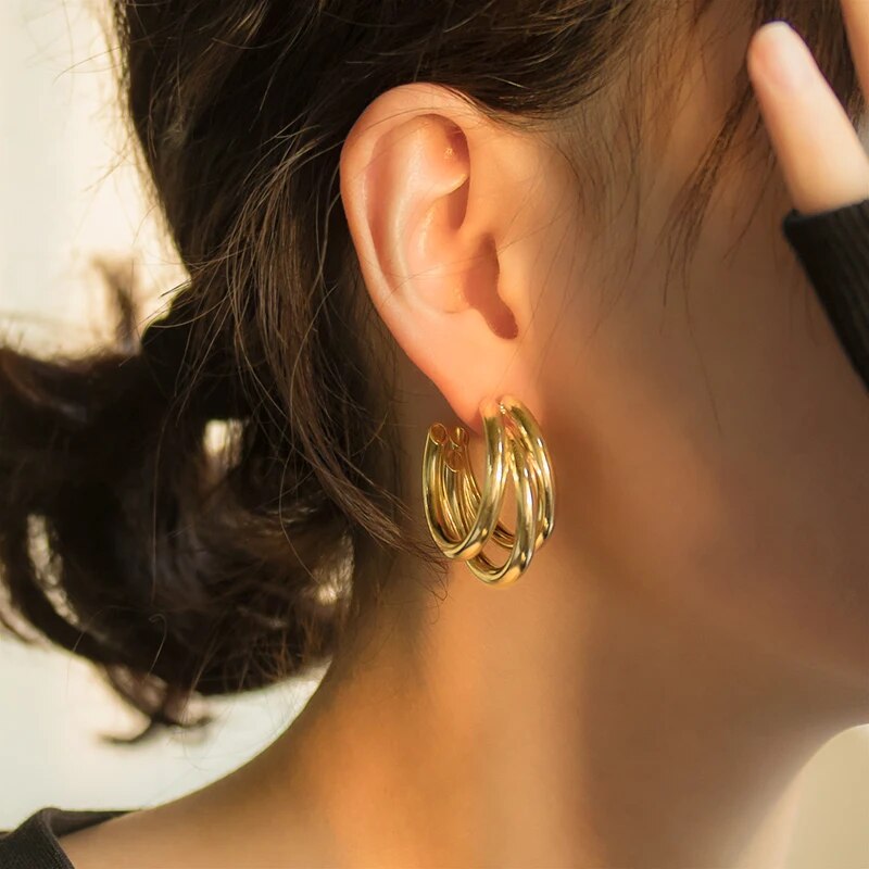 Veder - Elegante 3 Oorringen in Goud of Zilver