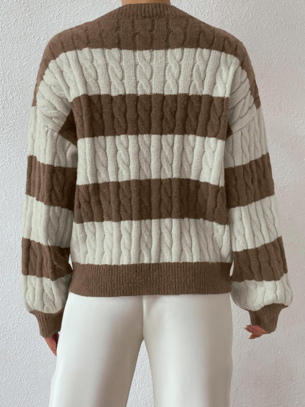 Emma – Casual Gestreepte Damestrui met V-Hals