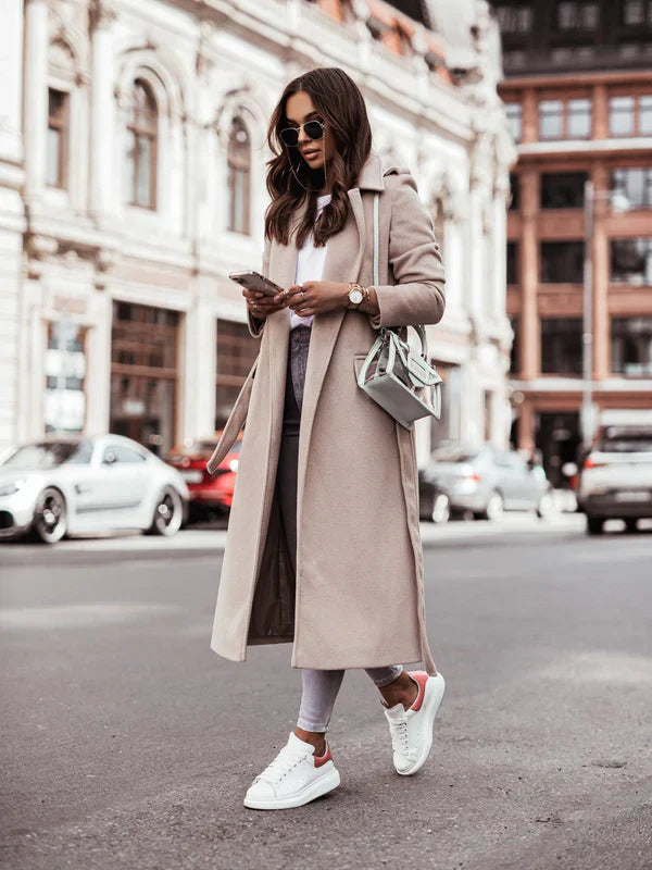 Trenchcoat van wolmix met riem – stijlvolle winterlaag voor dames