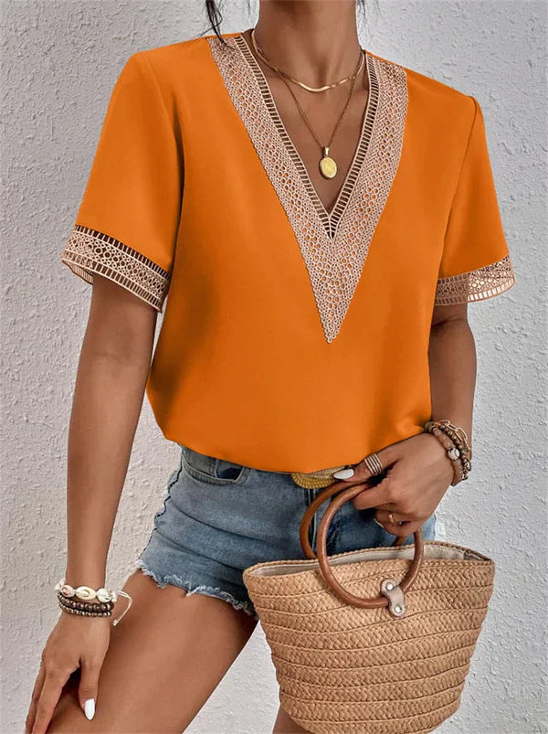 Lavinia - elegante V-hals Kant Top