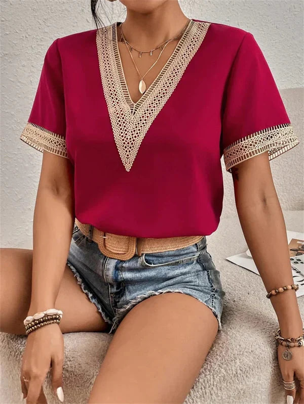 Lavinia - elegante V-hals Kant Top