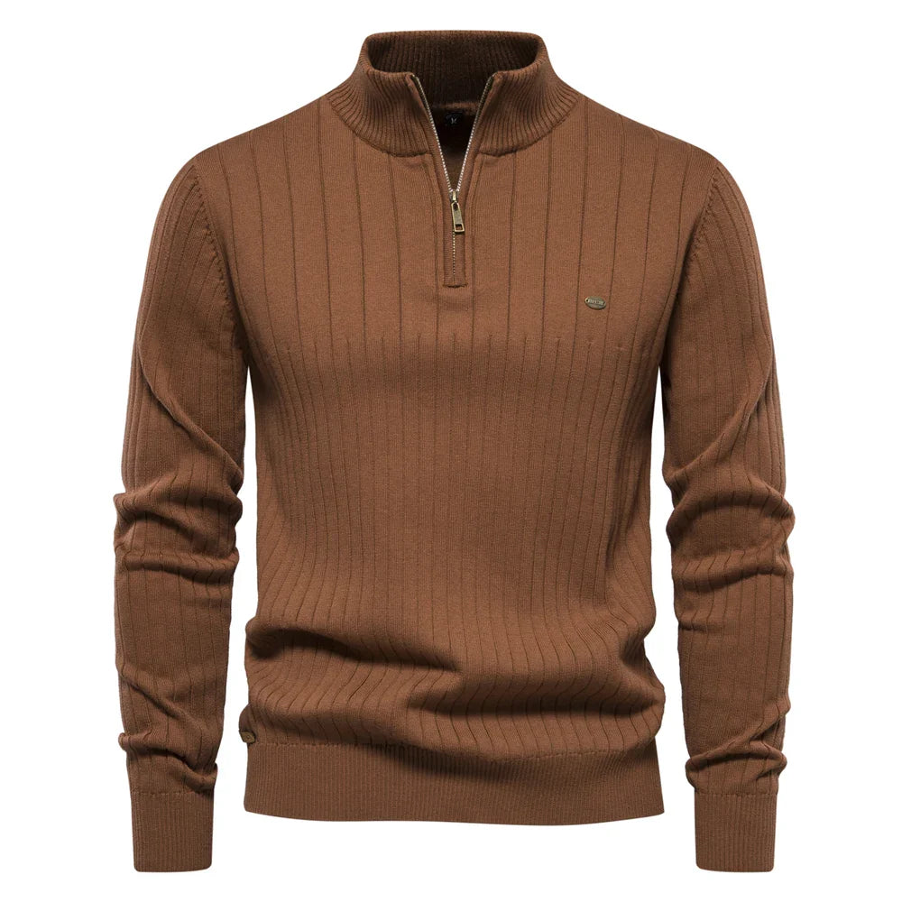Ritsvloer | Kwart-zip pullover van katoen-Lycra mix 0