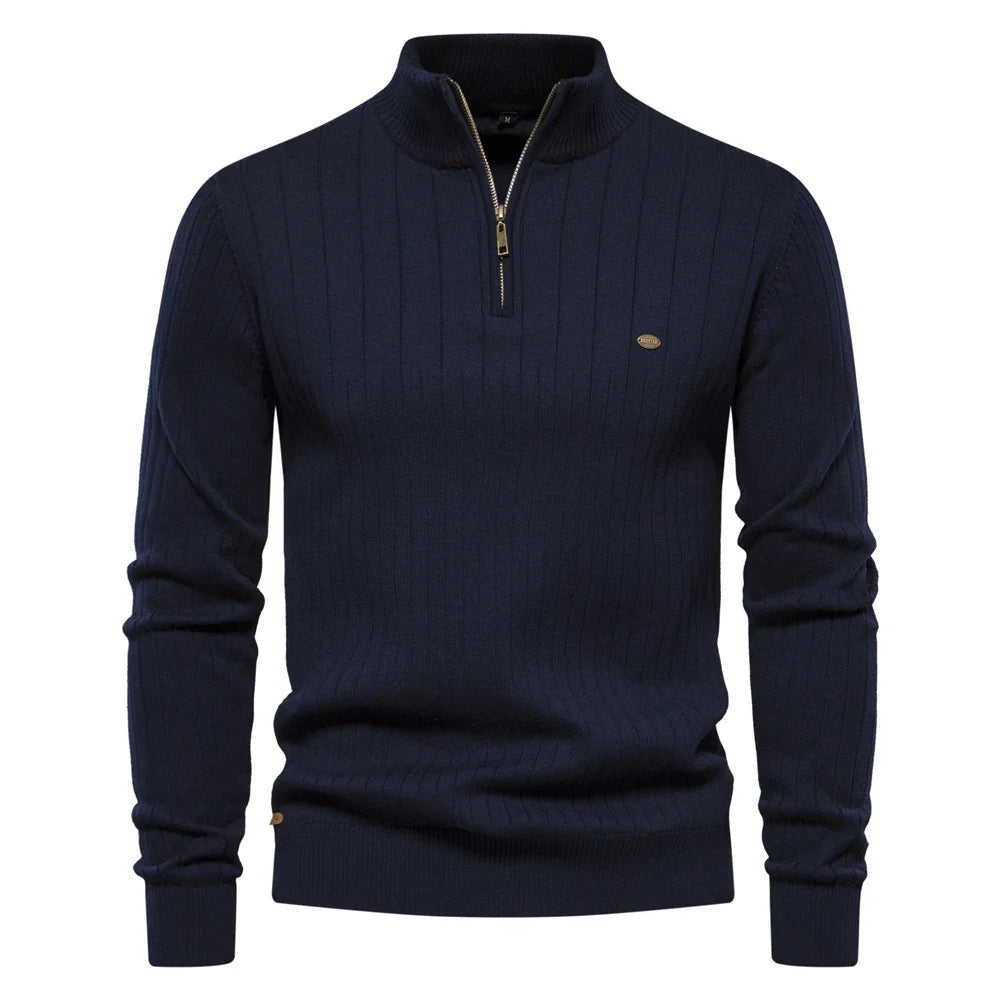 Ritsvloer | Kwart-zip pullover van katoen-Lycra mix 1