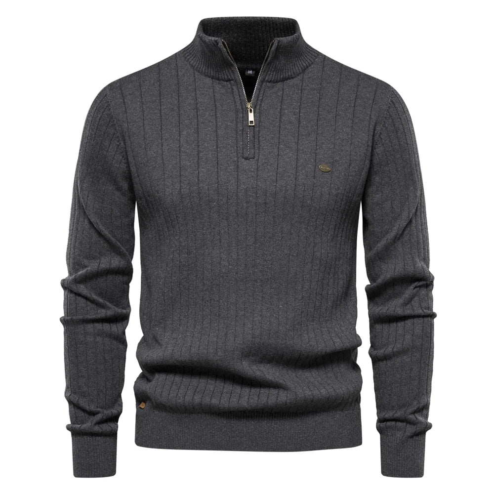 Ritsvloer | Kwart-zip pullover van katoen-Lycra mix 2