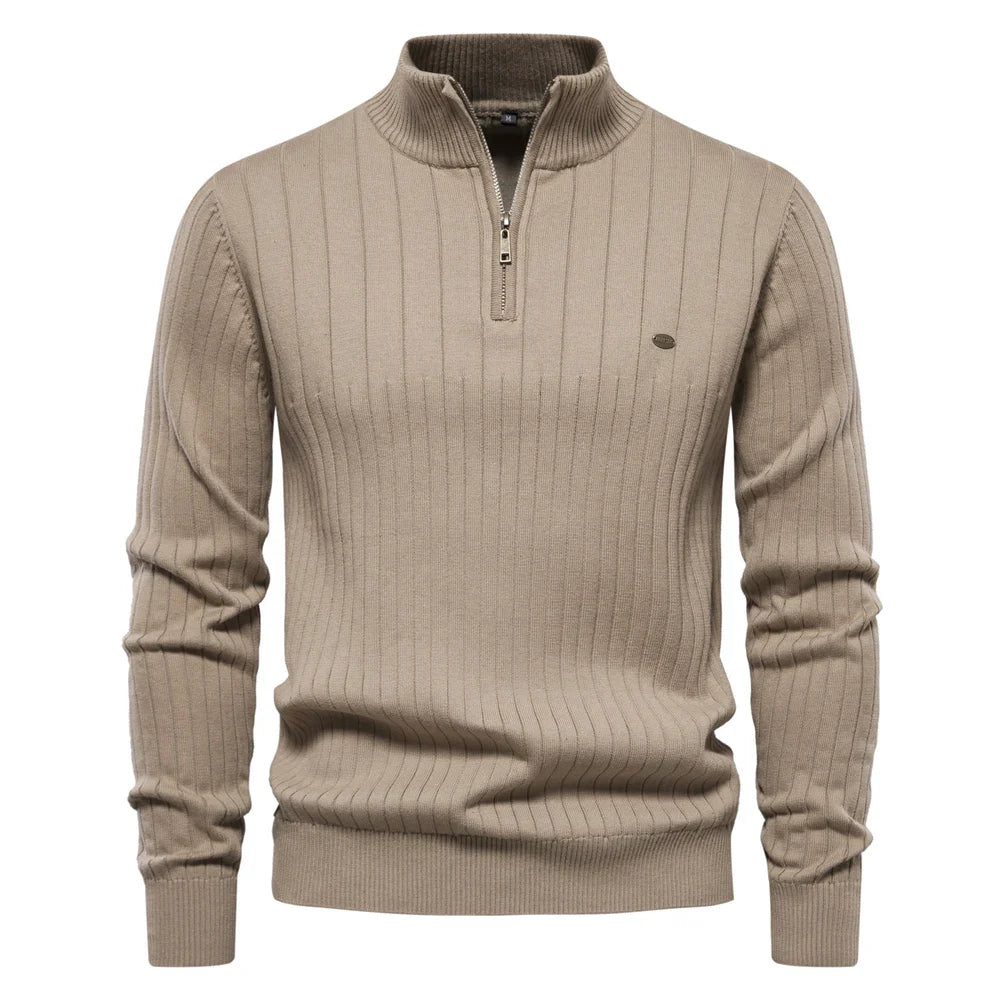 Ritsvloer | Kwart-zip pullover van katoen-Lycra mix 3