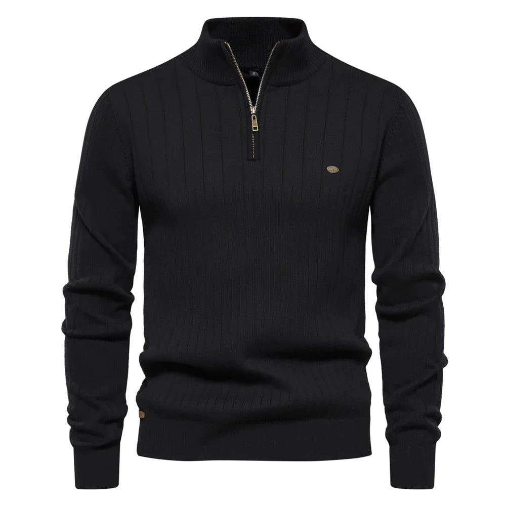 Ritsvloer | Kwart-zip pullover van katoen-Lycra mix 8
