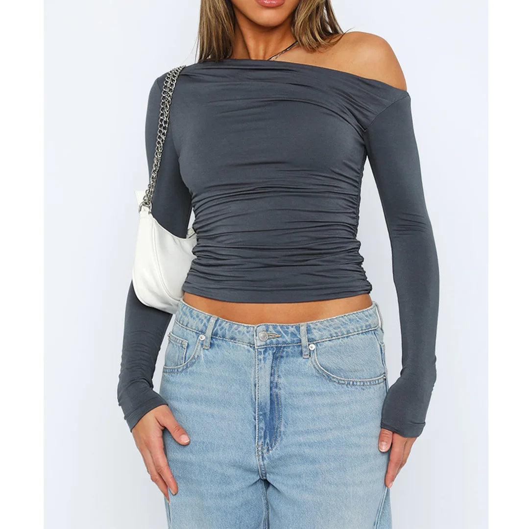 Sofia - One Shoulder Lange Mouwen Top Dames