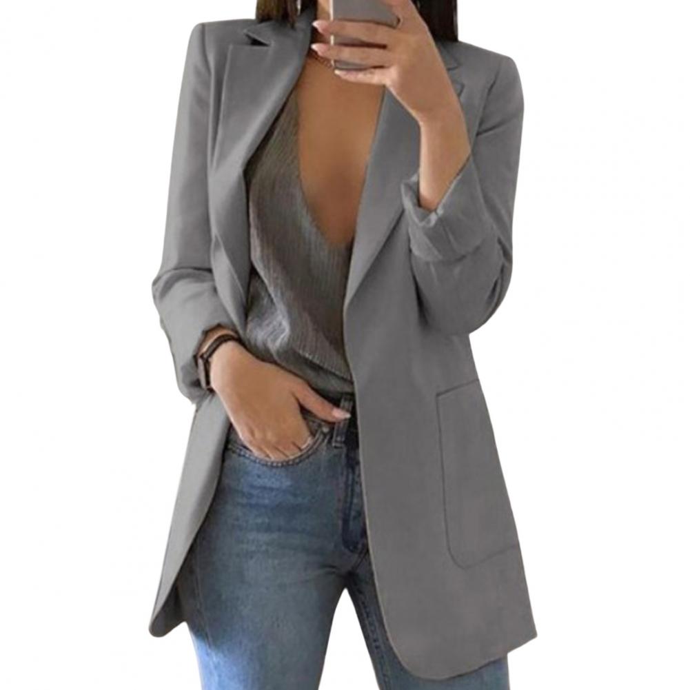 Lange formele, gestructureerde blazer voor dames – op maat gemaakte werkkleding