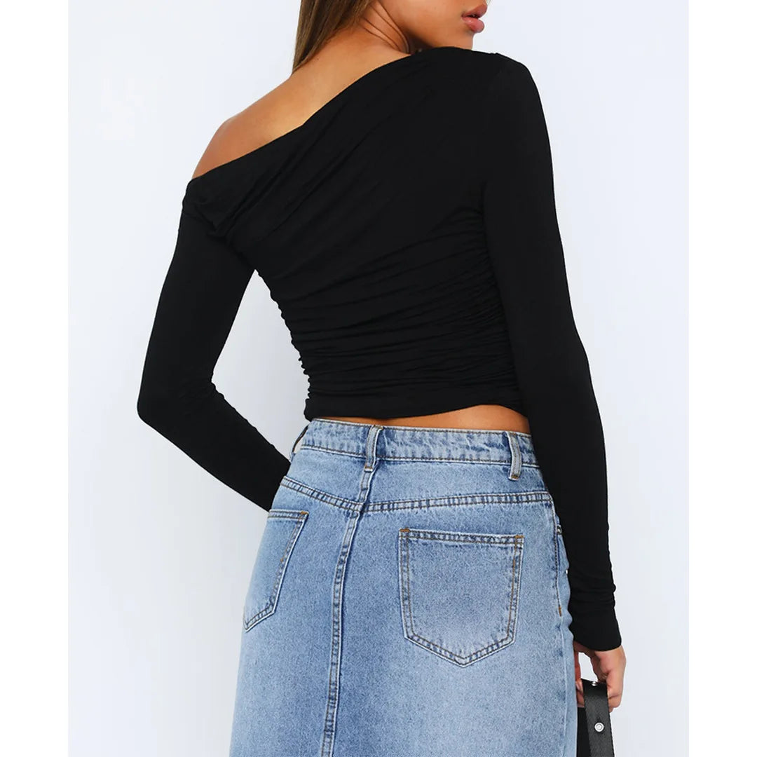 Sofia - One Shoulder Lange Mouwen Top Dames