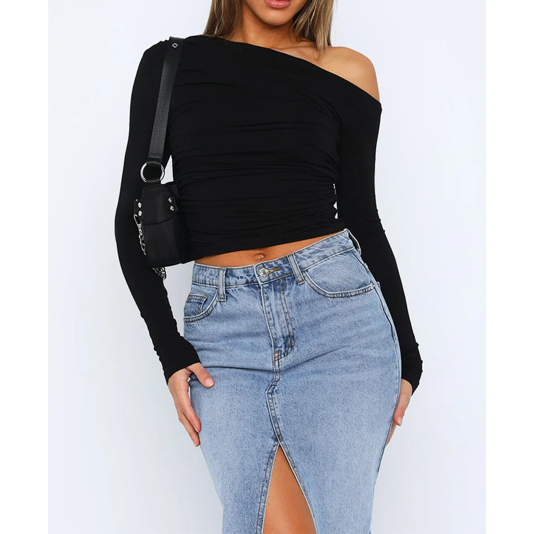 Sofia - One Shoulder Lange Mouwen Top Dames