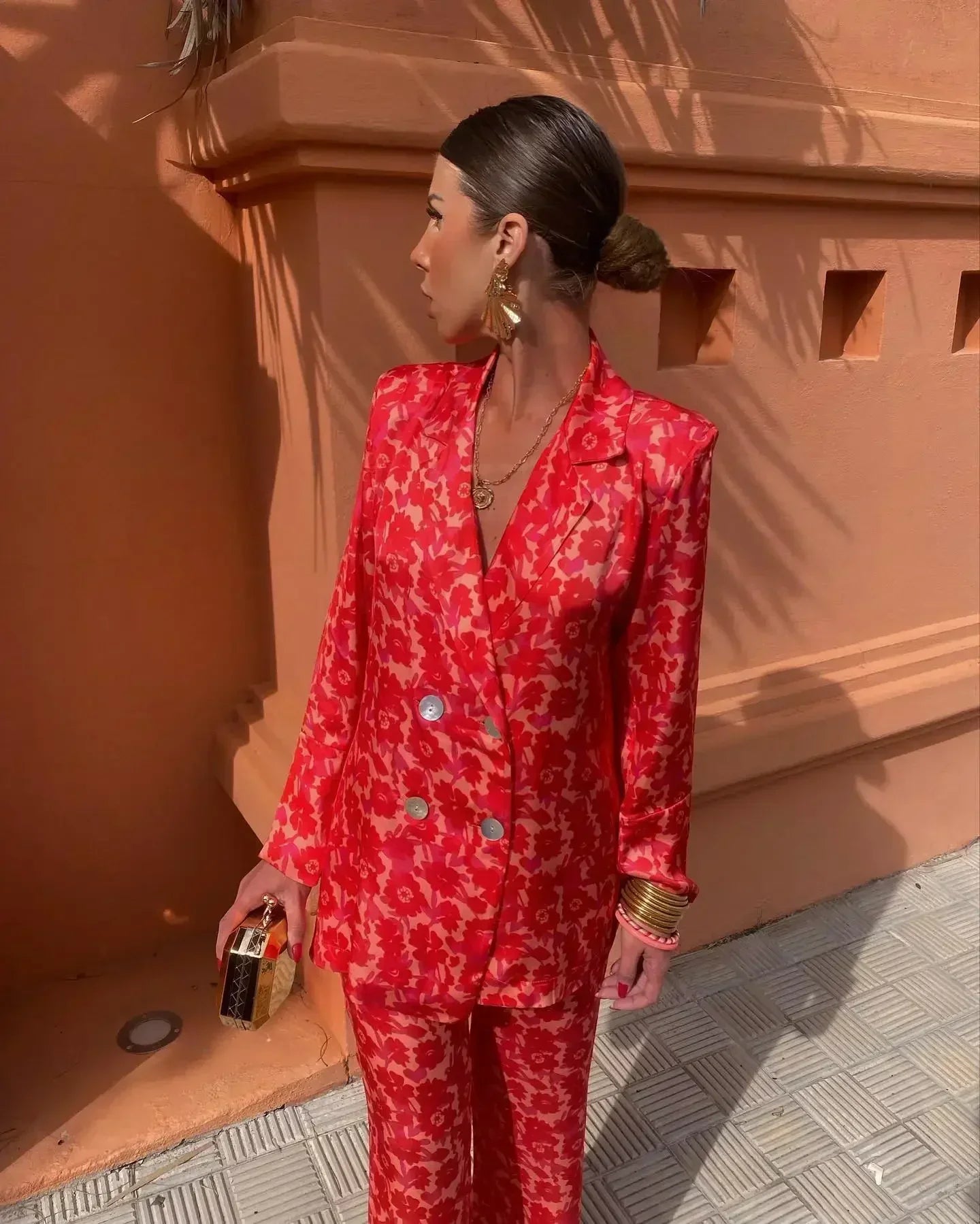 Pamela - Luxe Jacquard Tweedelige Set met Stijlvolle Blazer en Pantalon