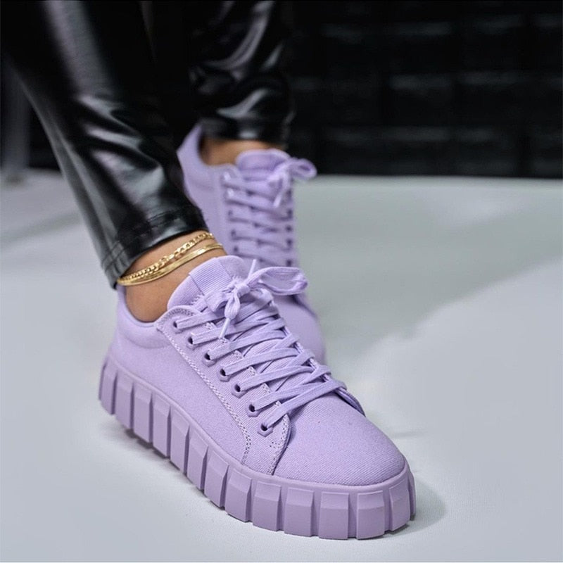 Lois - Trendy Sneakers met Hoge Zool en Veters
